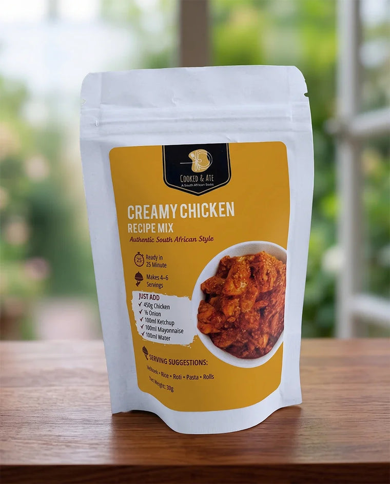 A photo of a Cooked & Ate Creamy Chicken Recipe Mix packet.