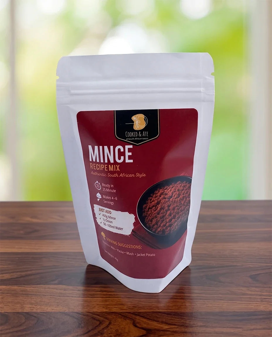 A photo of a Cooked & Ate Mince Recipe Mix packet.
